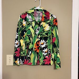 Chico’s Long Sleeve MultiColor Button Floral Blazer Jacket Size 1/Medium/8